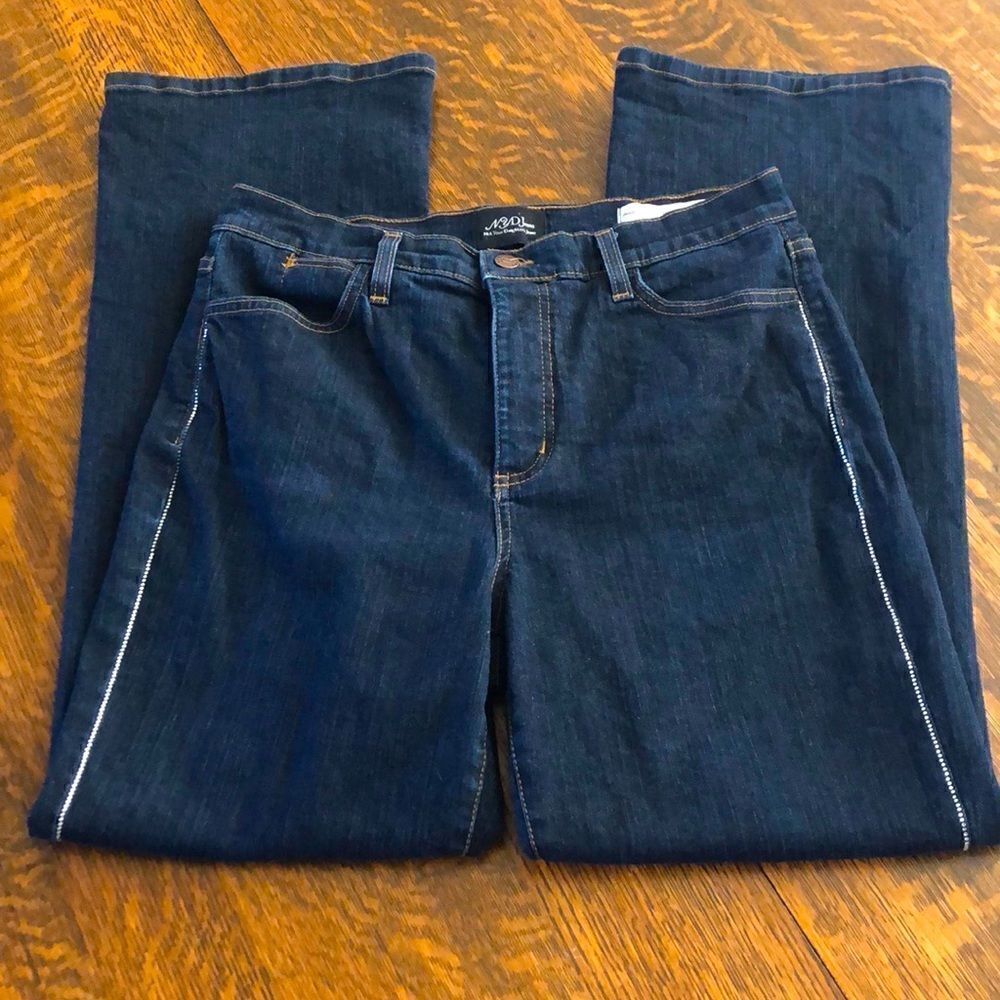 NYDJ retro dark/medium wash high waist bootcut jeans w/rhinestones HOST PICK💕